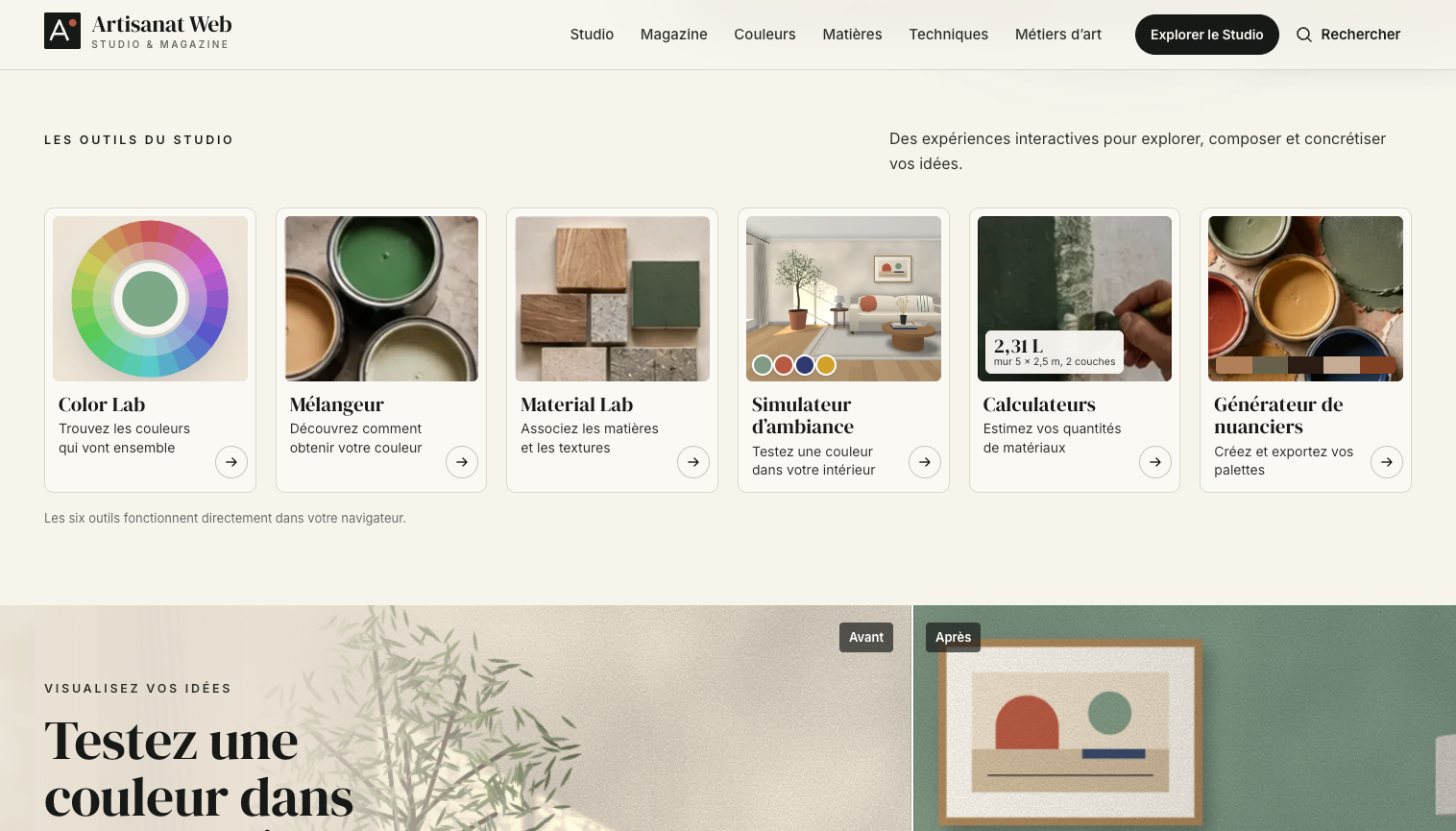 Les six outils du Studio Artisanat Web