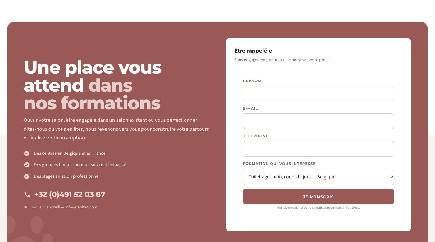 Formulaire d’inscription Une place vous attend dans nos formations