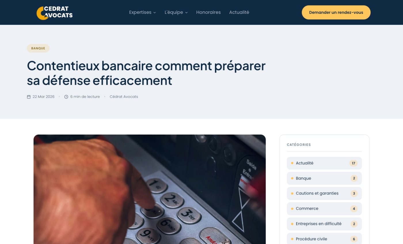 Article du blog repris de Wix sur le nouveau site Cédrat Avocats