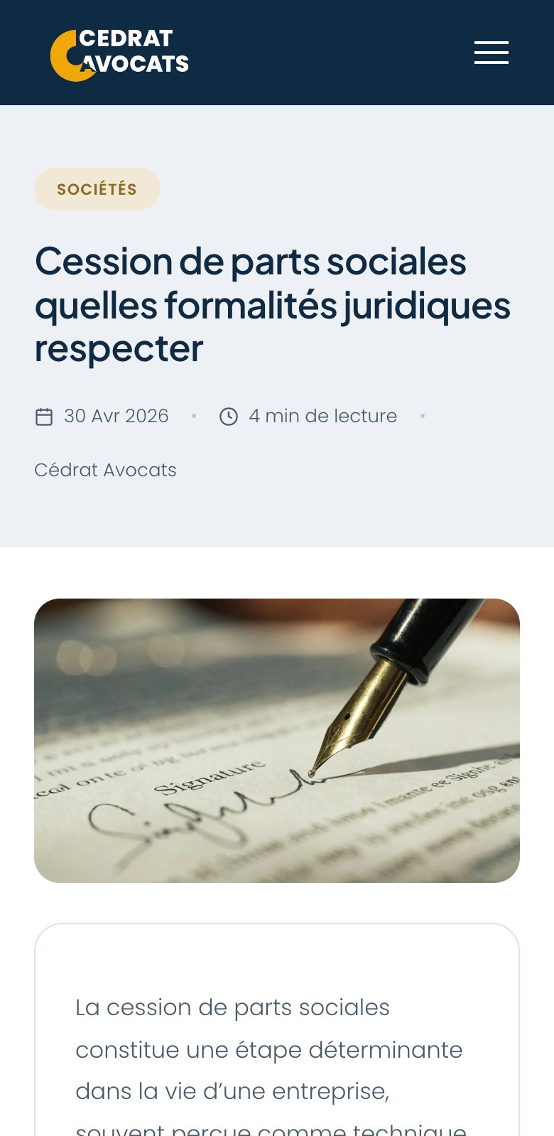 Article du blog Cédrat Avocats sur mobile