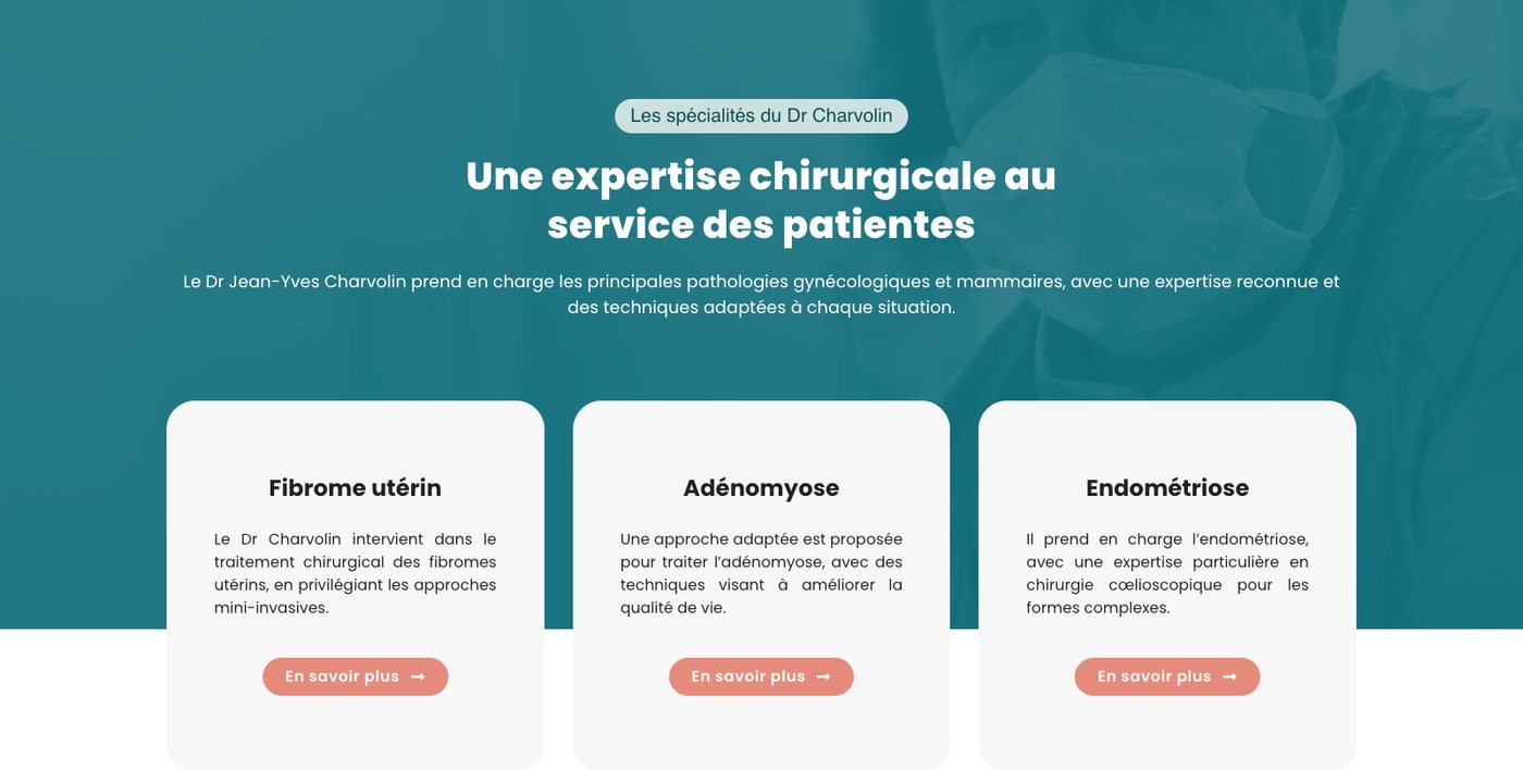 Les spécialités du Dr Charvolin : fibrome utérin, adénomyose, endométriose