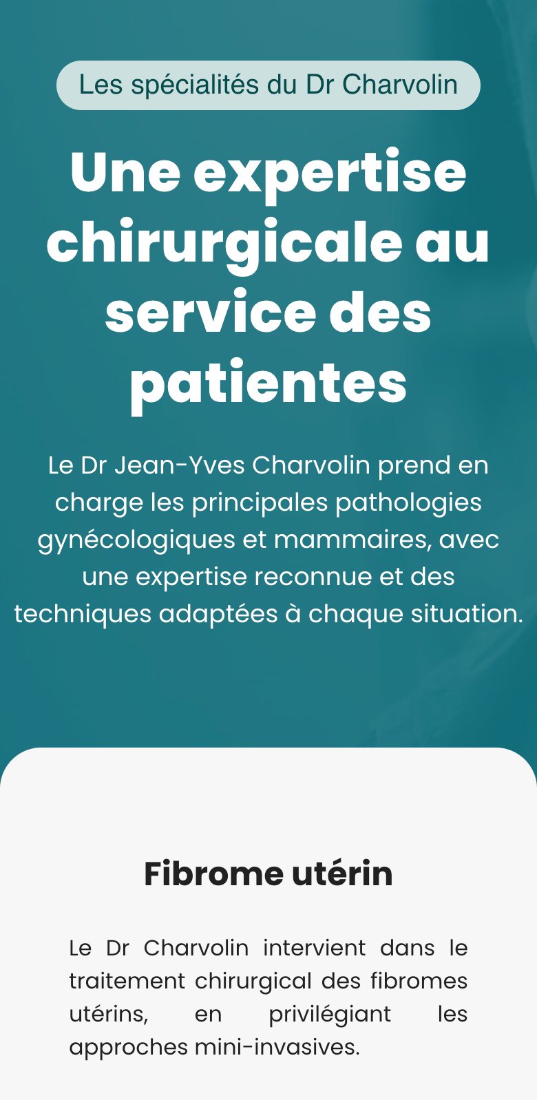 Les spécialités du Dr Charvolin sur mobile