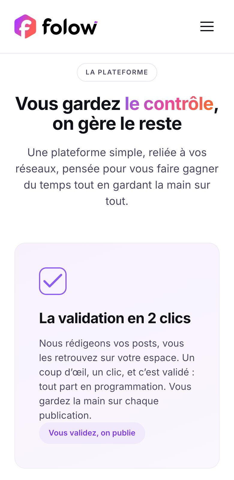 La plateforme Folow présentée sur mobile