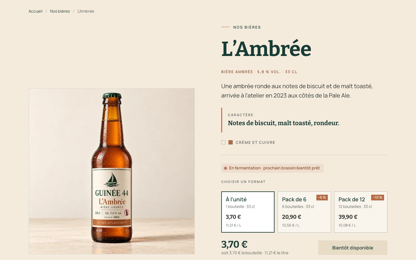 Fiche de L’Ambrée sur le site Guinée 44