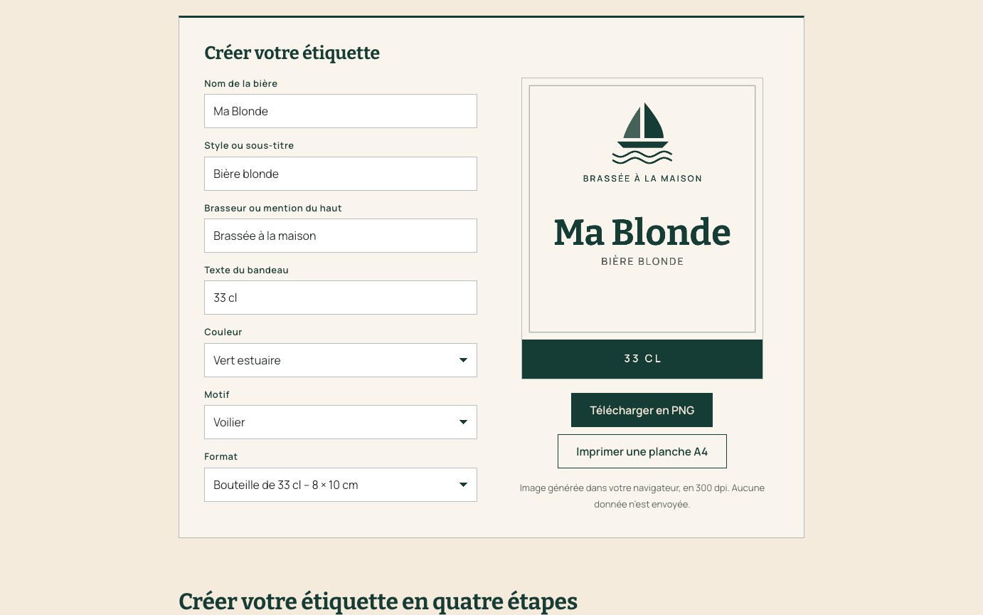 Générateur d’étiquette de bière du site Guinée 44