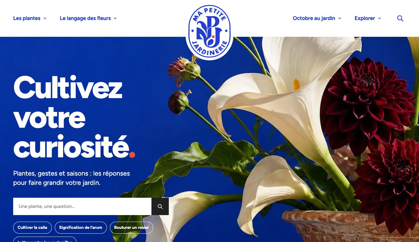 Page d’accueil de Ma Petite Jardinerie en version desktop