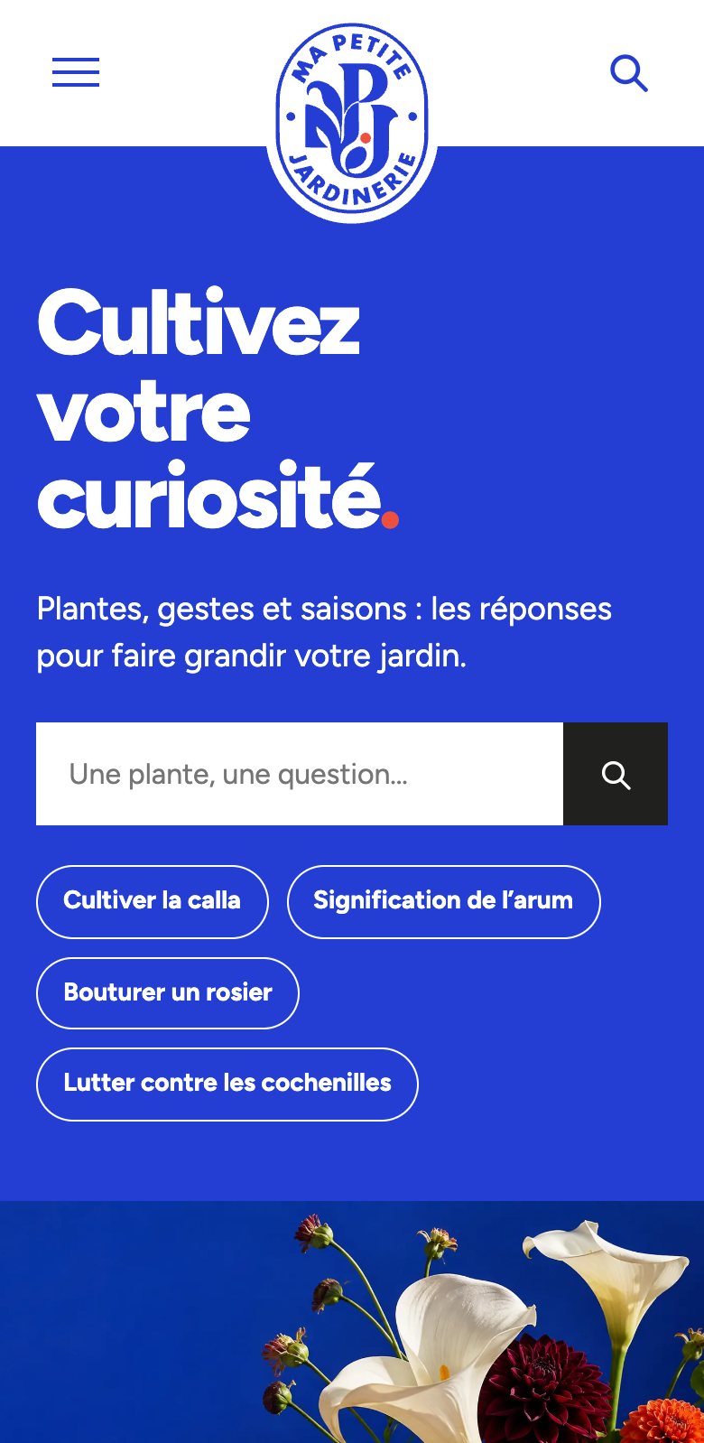 Page d’accueil de Ma Petite Jardinerie sur mobile