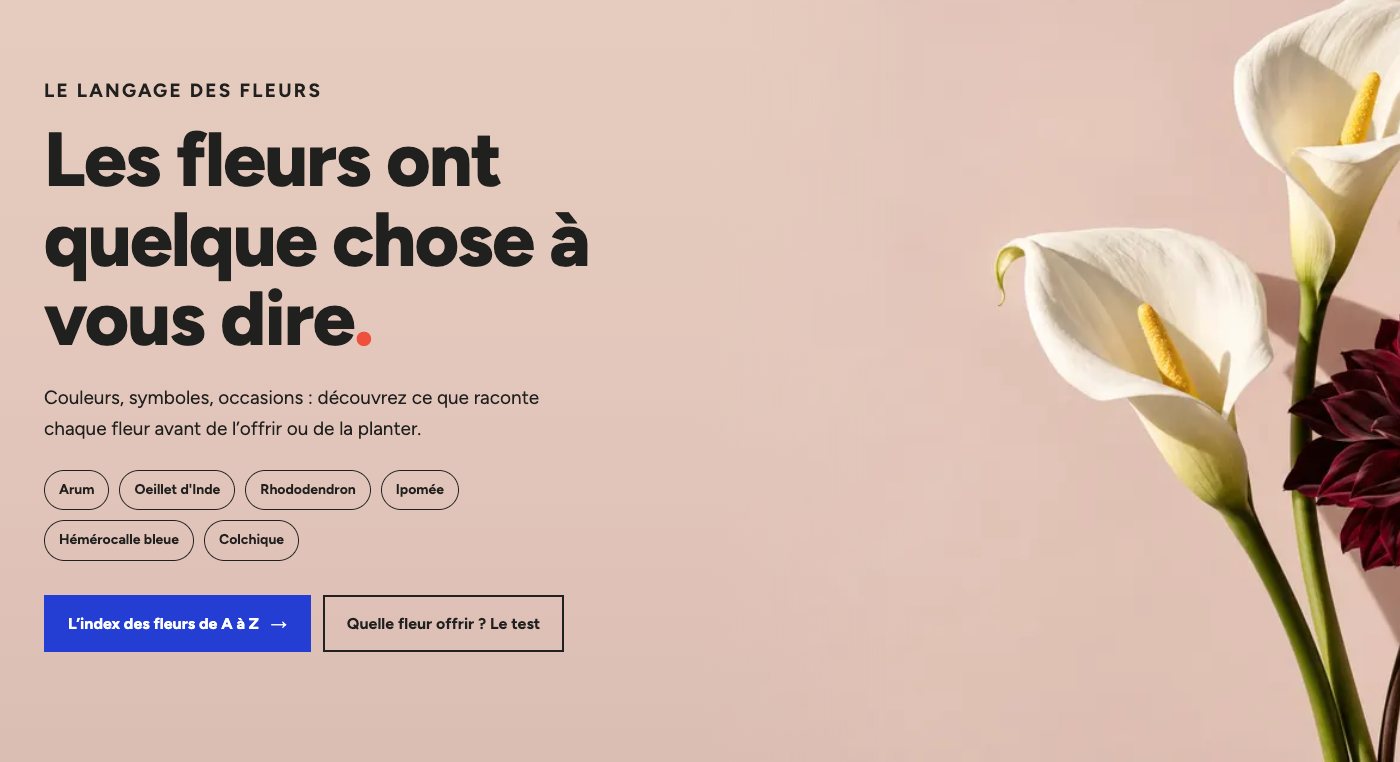 Section Le langage des fleurs de Ma Petite Jardinerie