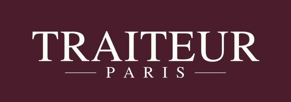Logo Traiteur Paris en ivoire sur fond bordeaux