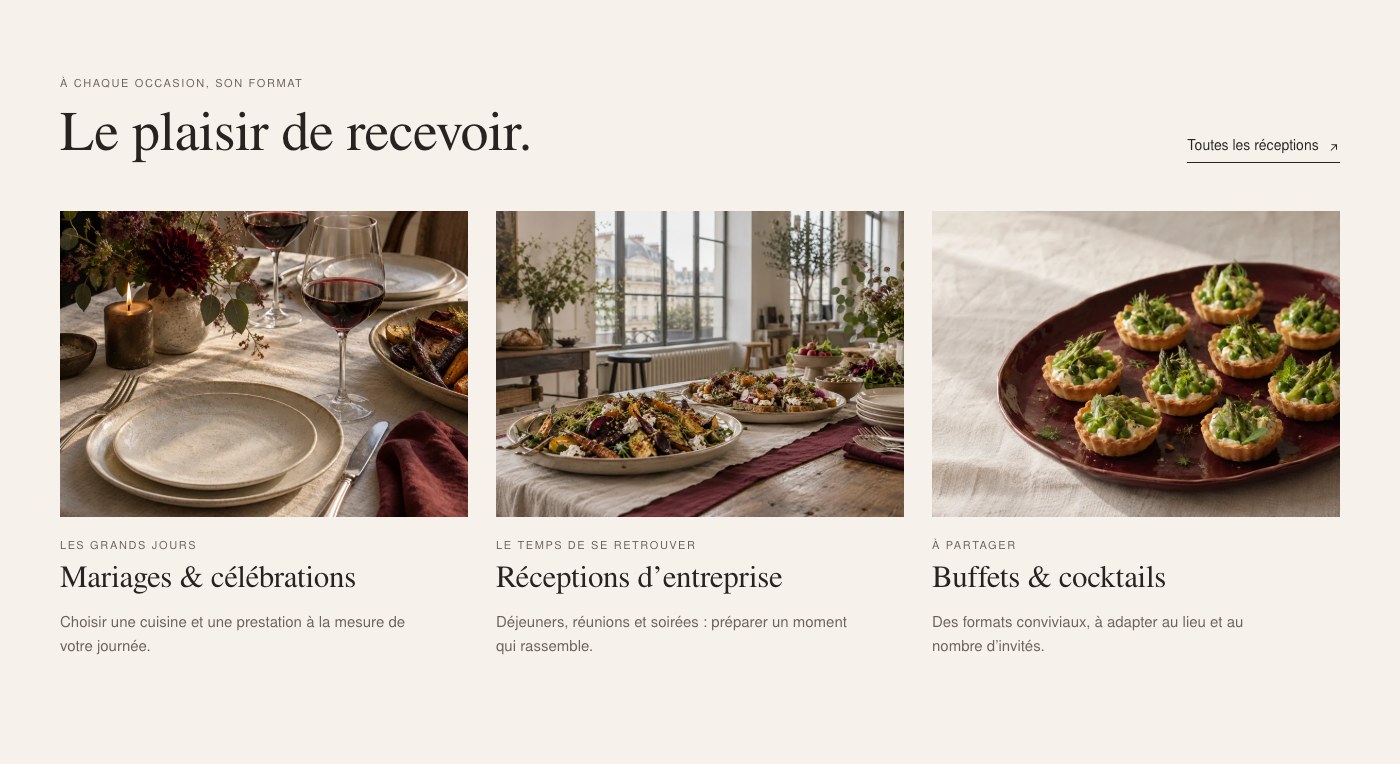 Section Le plaisir de recevoir sur le site Traiteur Paris